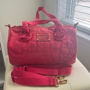 Marc by Marc Jacobs Hot Pink Quilted Nylon Barrel Bag with Strap